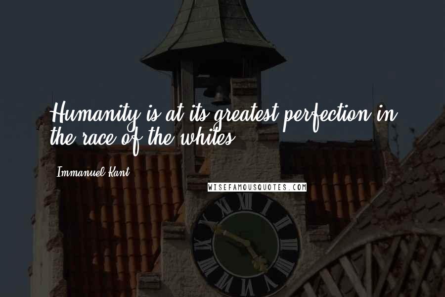 Immanuel Kant Quotes: Humanity is at its greatest perfection in the race of the whites.