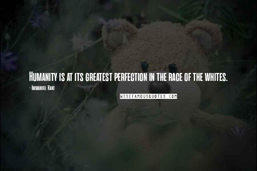 Immanuel Kant Quotes: Humanity is at its greatest perfection in the race of the whites.