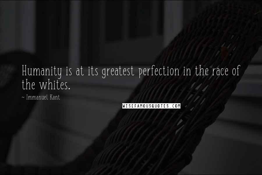 Immanuel Kant Quotes: Humanity is at its greatest perfection in the race of the whites.