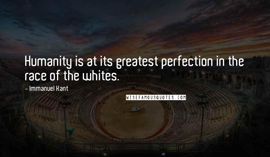 Immanuel Kant Quotes: Humanity is at its greatest perfection in the race of the whites.