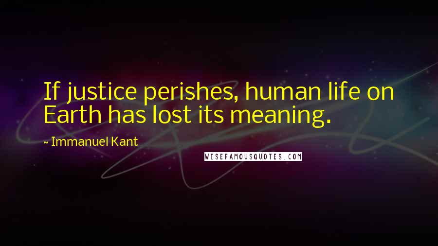 Immanuel Kant Quotes: If justice perishes, human life on Earth has lost its meaning.