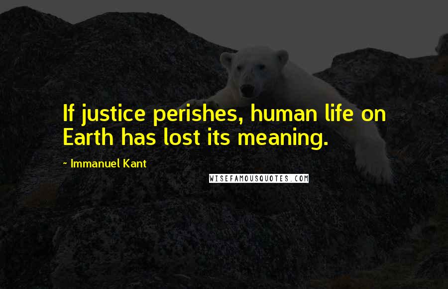 Immanuel Kant Quotes: If justice perishes, human life on Earth has lost its meaning.