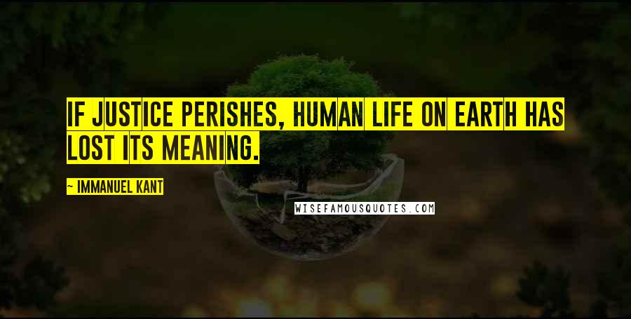 Immanuel Kant Quotes: If justice perishes, human life on Earth has lost its meaning.