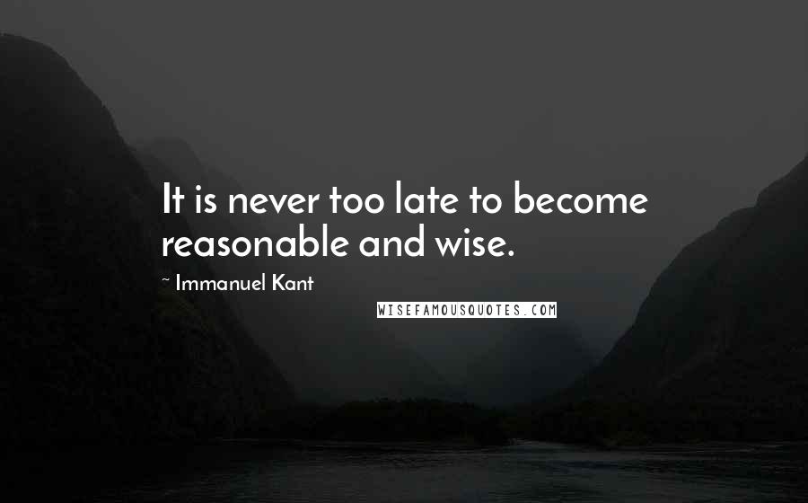 Immanuel Kant Quotes: It is never too late to become reasonable and wise.