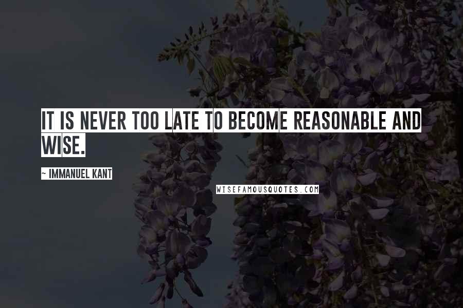 Immanuel Kant Quotes: It is never too late to become reasonable and wise.