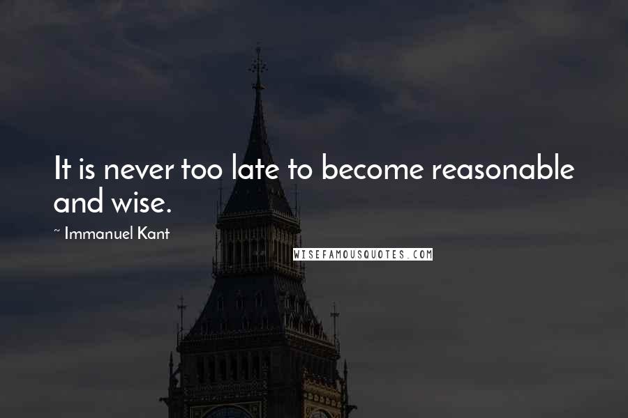 Immanuel Kant Quotes: It is never too late to become reasonable and wise.
