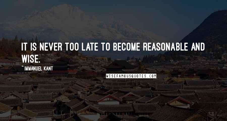 Immanuel Kant Quotes: It is never too late to become reasonable and wise.
