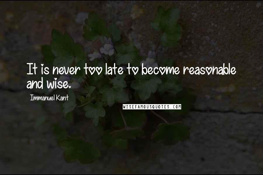 Immanuel Kant Quotes: It is never too late to become reasonable and wise.