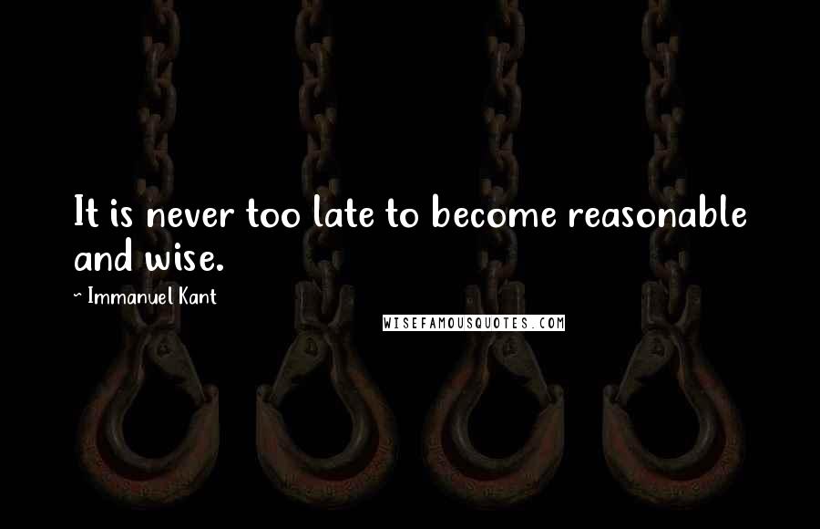 Immanuel Kant Quotes: It is never too late to become reasonable and wise.