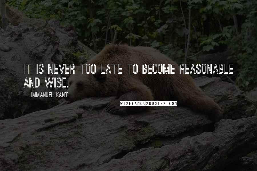 Immanuel Kant Quotes: It is never too late to become reasonable and wise.