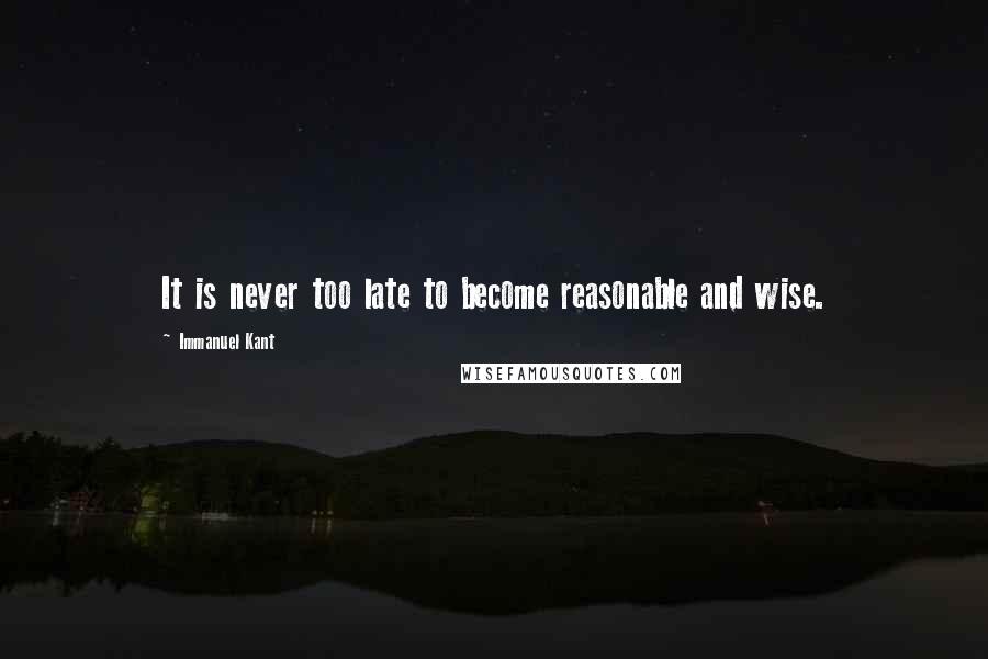 Immanuel Kant Quotes: It is never too late to become reasonable and wise.