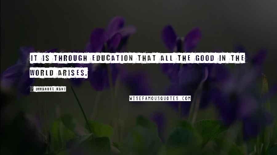 Immanuel Kant Quotes: It is through education that all the good in the world arises.