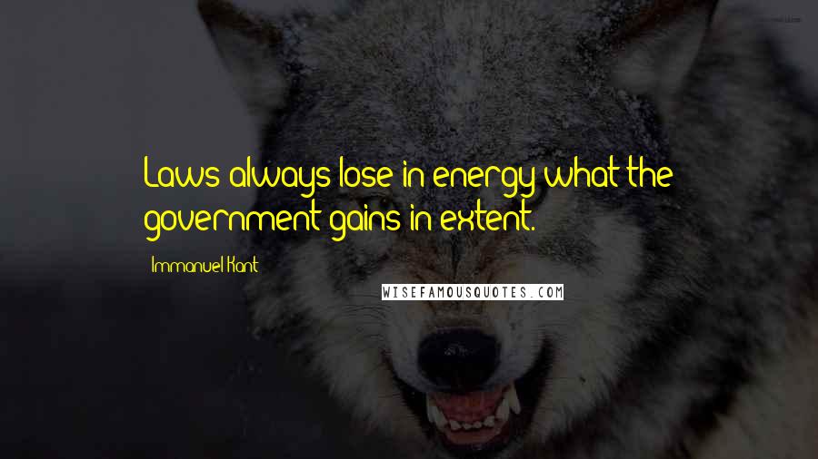Immanuel Kant Quotes: Laws always lose in energy what the government gains in extent.