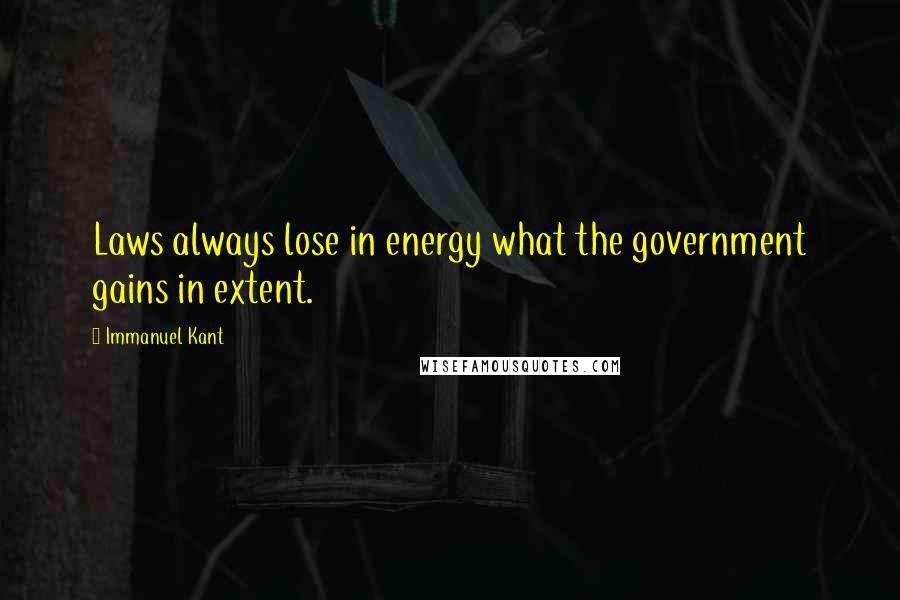 Immanuel Kant Quotes: Laws always lose in energy what the government gains in extent.