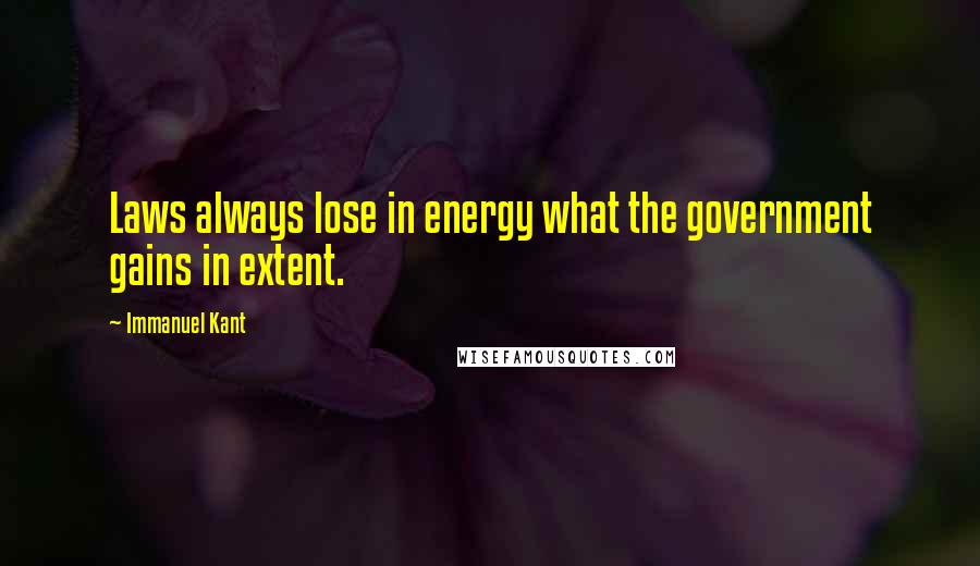 Immanuel Kant Quotes: Laws always lose in energy what the government gains in extent.