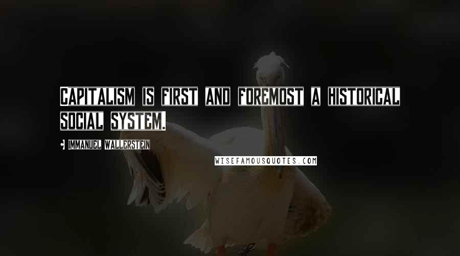 Immanuel Wallerstein Quotes: Capitalism is first and foremost a historical social system.