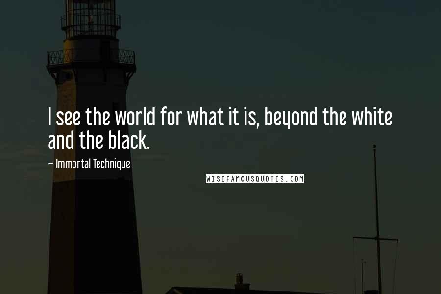Immortal Technique Quotes: I see the world for what it is, beyond the white and the black.