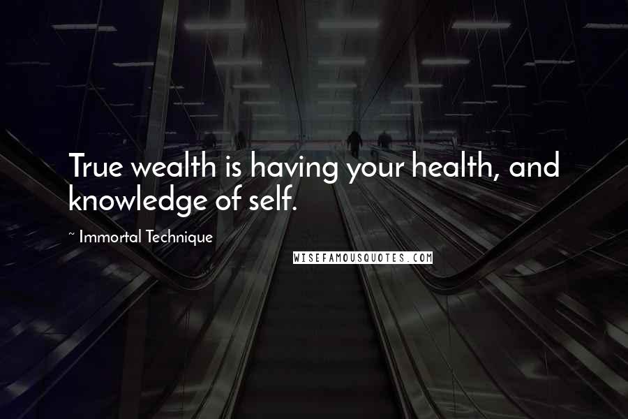 Immortal Technique Quotes: True wealth is having your health, and knowledge of self.