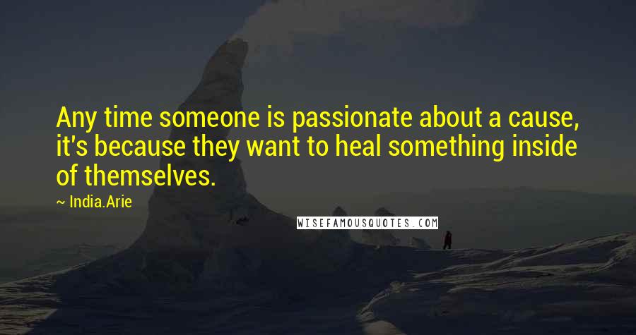 India.Arie Quotes: Any time someone is passionate about a cause, it's because they want to heal something inside of themselves.