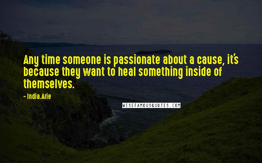 India.Arie Quotes: Any time someone is passionate about a cause, it's because they want to heal something inside of themselves.