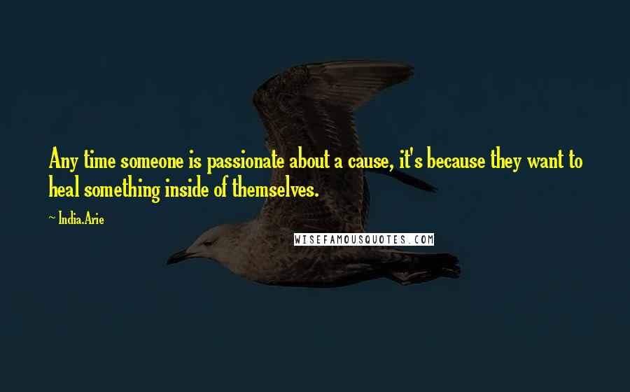 India.Arie Quotes: Any time someone is passionate about a cause, it's because they want to heal something inside of themselves.