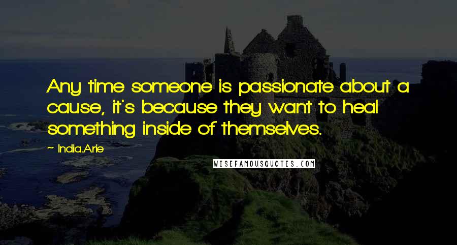 India.Arie Quotes: Any time someone is passionate about a cause, it's because they want to heal something inside of themselves.