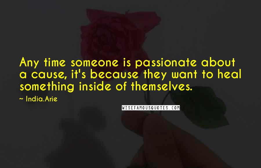 India.Arie Quotes: Any time someone is passionate about a cause, it's because they want to heal something inside of themselves.