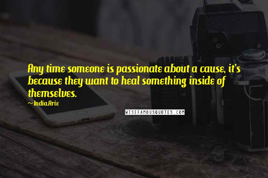 India.Arie Quotes: Any time someone is passionate about a cause, it's because they want to heal something inside of themselves.