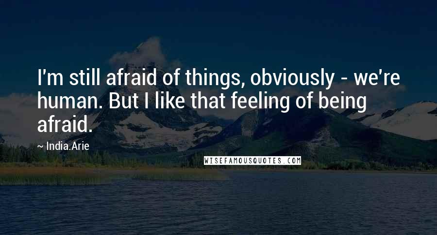 India.Arie Quotes: I'm still afraid of things, obviously - we're human. But I like that feeling of being afraid.