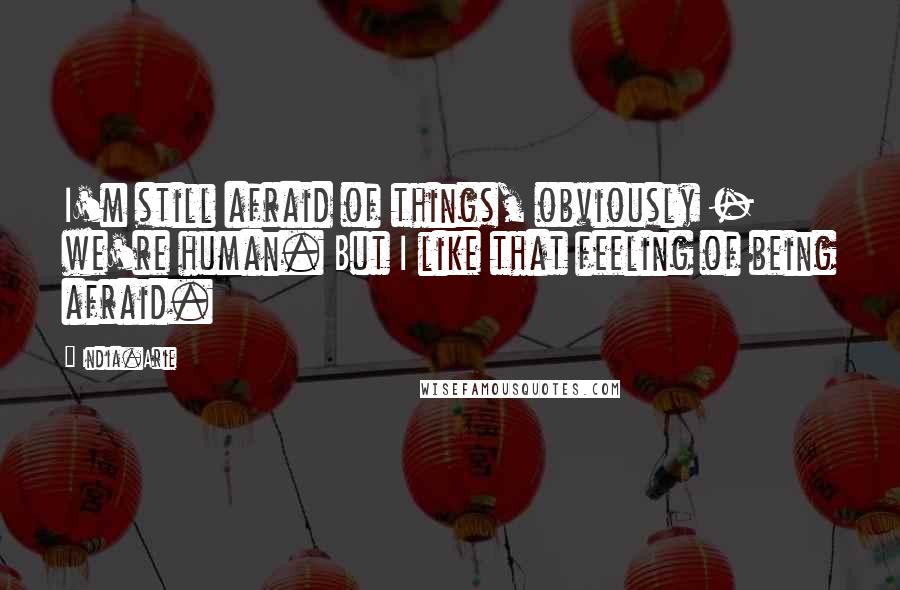 India.Arie Quotes: I'm still afraid of things, obviously - we're human. But I like that feeling of being afraid.
