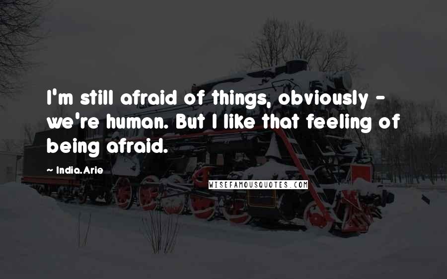 India.Arie Quotes: I'm still afraid of things, obviously - we're human. But I like that feeling of being afraid.