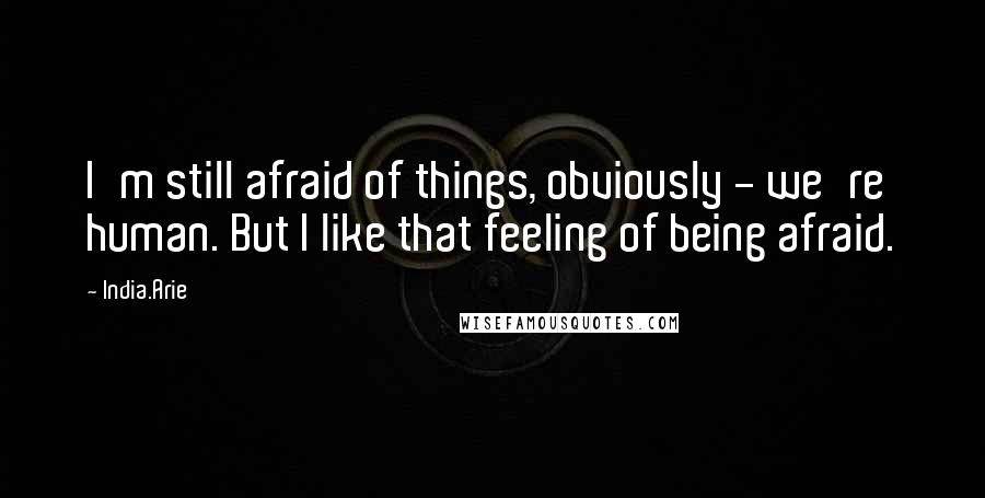 India.Arie Quotes: I'm still afraid of things, obviously - we're human. But I like that feeling of being afraid.