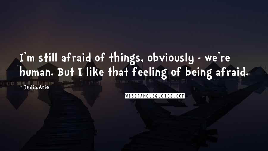 India.Arie Quotes: I'm still afraid of things, obviously - we're human. But I like that feeling of being afraid.