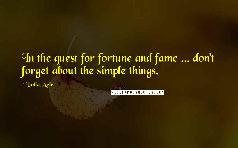 India.Arie Quotes: In the quest for fortune and fame ... don't forget about the simple things.