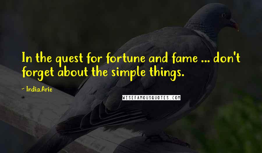 India.Arie Quotes: In the quest for fortune and fame ... don't forget about the simple things.