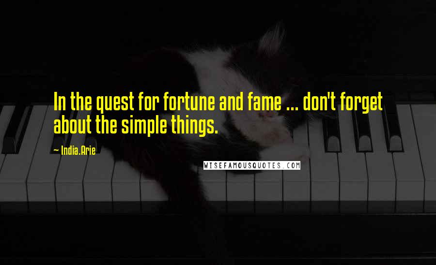 India.Arie Quotes: In the quest for fortune and fame ... don't forget about the simple things.