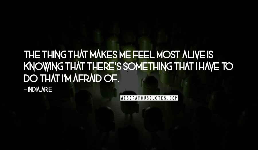 India.Arie Quotes: The thing that makes me feel most alive is knowing that there's something that I have to do that I'm afraid of.