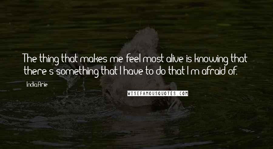 India.Arie Quotes: The thing that makes me feel most alive is knowing that there's something that I have to do that I'm afraid of.