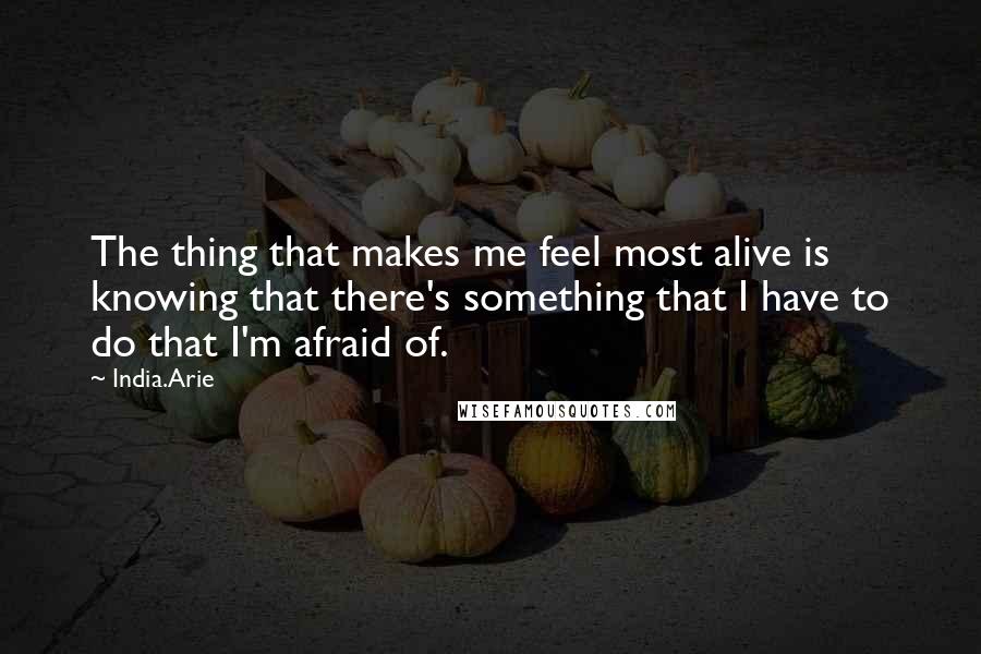 India.Arie Quotes: The thing that makes me feel most alive is knowing that there's something that I have to do that I'm afraid of.