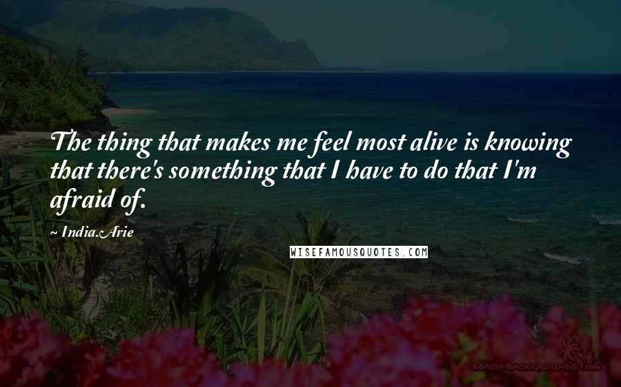 India.Arie Quotes: The thing that makes me feel most alive is knowing that there's something that I have to do that I'm afraid of.