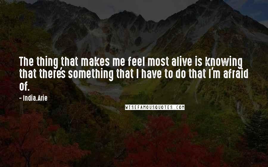 India.Arie Quotes: The thing that makes me feel most alive is knowing that there's something that I have to do that I'm afraid of.