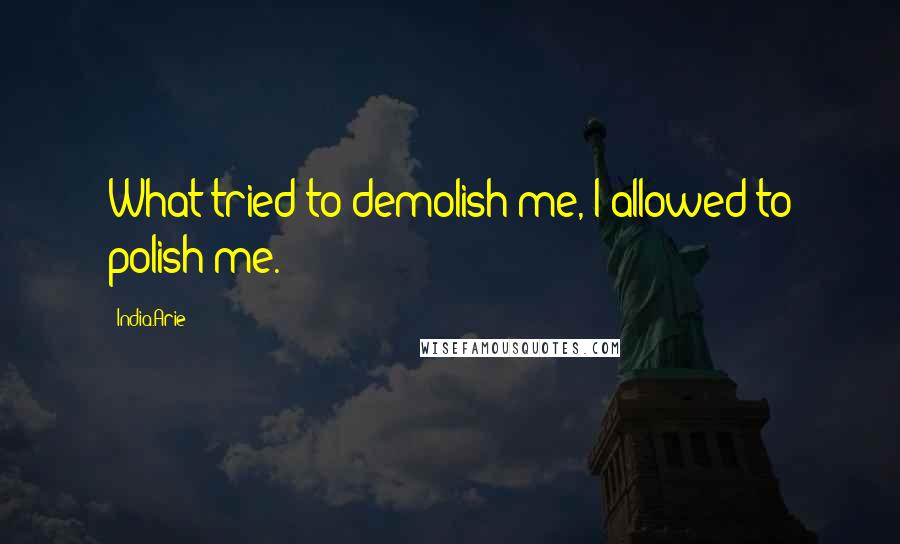 India.Arie Quotes: What tried to demolish me, I allowed to polish me.