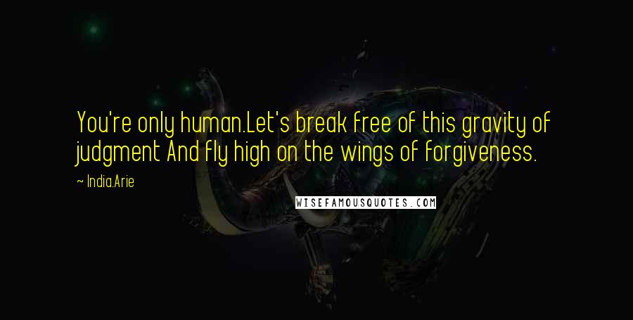 India.Arie Quotes: You're only human.Let's break free of this gravity of judgment And fly high on the wings of forgiveness.