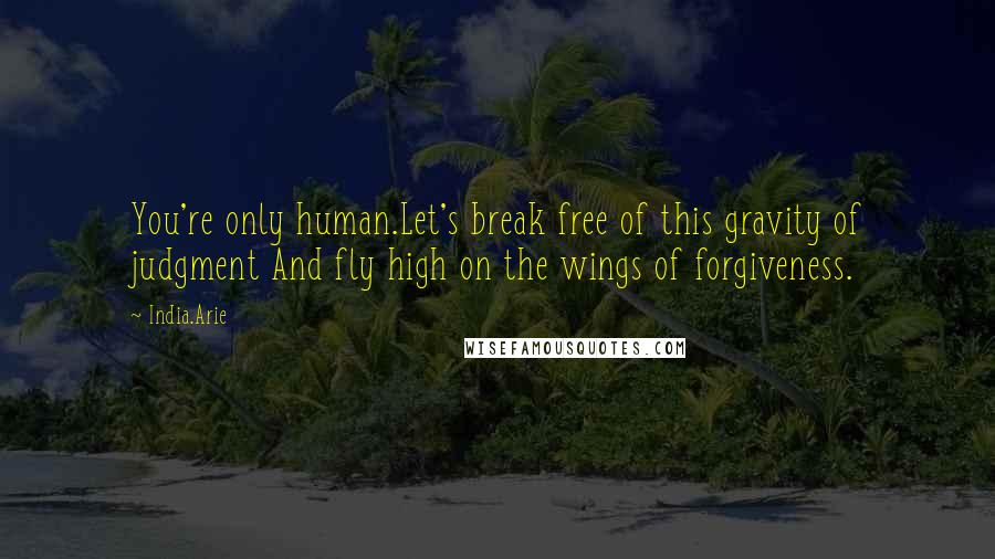 India.Arie Quotes: You're only human.Let's break free of this gravity of judgment And fly high on the wings of forgiveness.