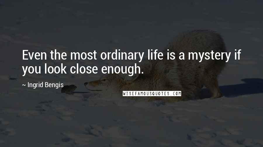 Ingrid Bengis Quotes: Even the most ordinary life is a mystery if you look close enough.