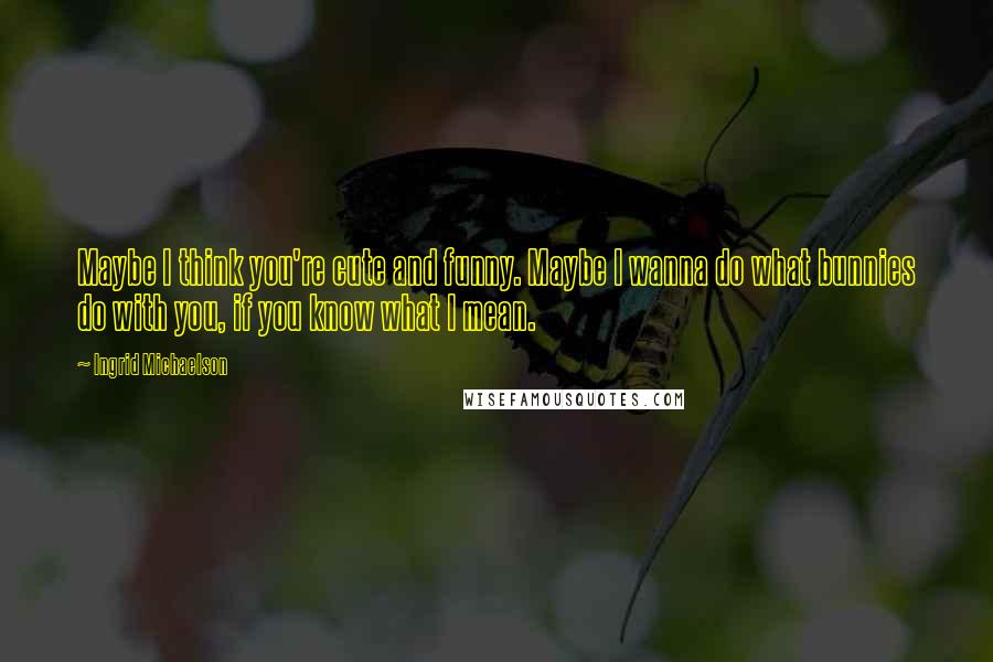 Ingrid Michaelson Quotes: Maybe I think you're cute and funny. Maybe I wanna do what bunnies do with you, if you know what I mean.