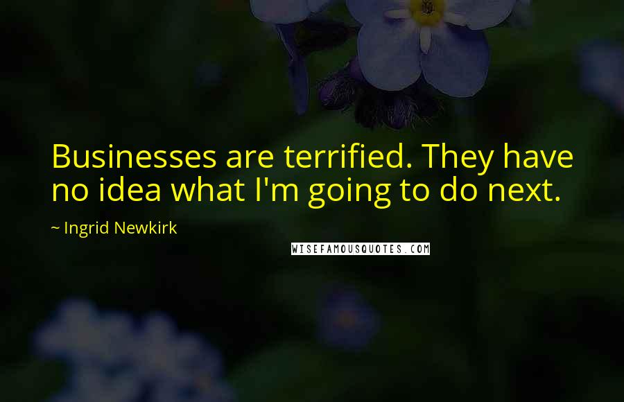 Ingrid Newkirk Quotes: Businesses are terrified. They have no idea what I'm going to do next.