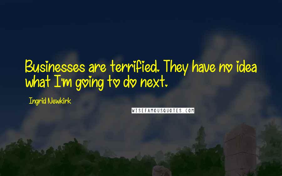 Ingrid Newkirk Quotes: Businesses are terrified. They have no idea what I'm going to do next.