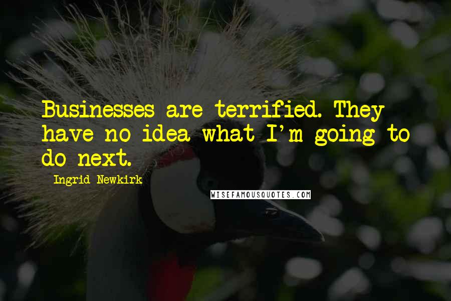 Ingrid Newkirk Quotes: Businesses are terrified. They have no idea what I'm going to do next.