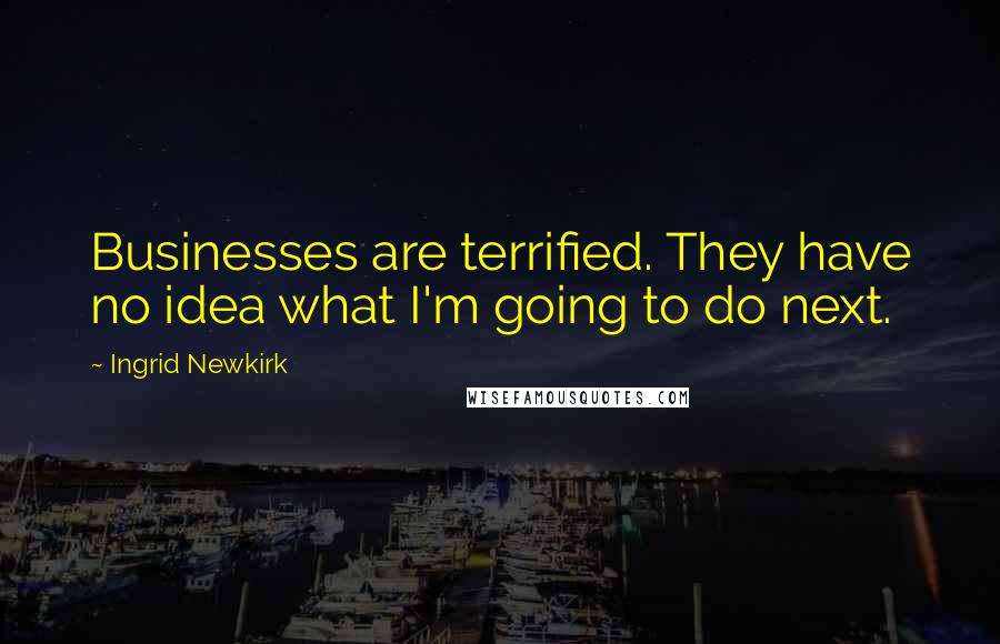 Ingrid Newkirk Quotes: Businesses are terrified. They have no idea what I'm going to do next.